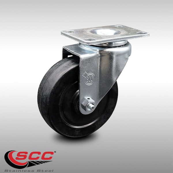 Service Caster 4 Inch SS Soft Rubber Wheel Swivel Top Plate Caster SCC-SS20S414-SRS - main